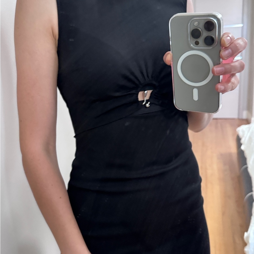 & Other Stories Cut-out Hardware Midi Black Dress In EU 34 - Picture 3 of 16